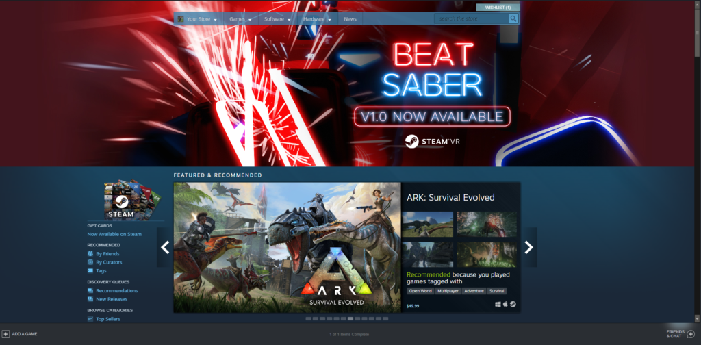 screen grab of a page from the Steam store